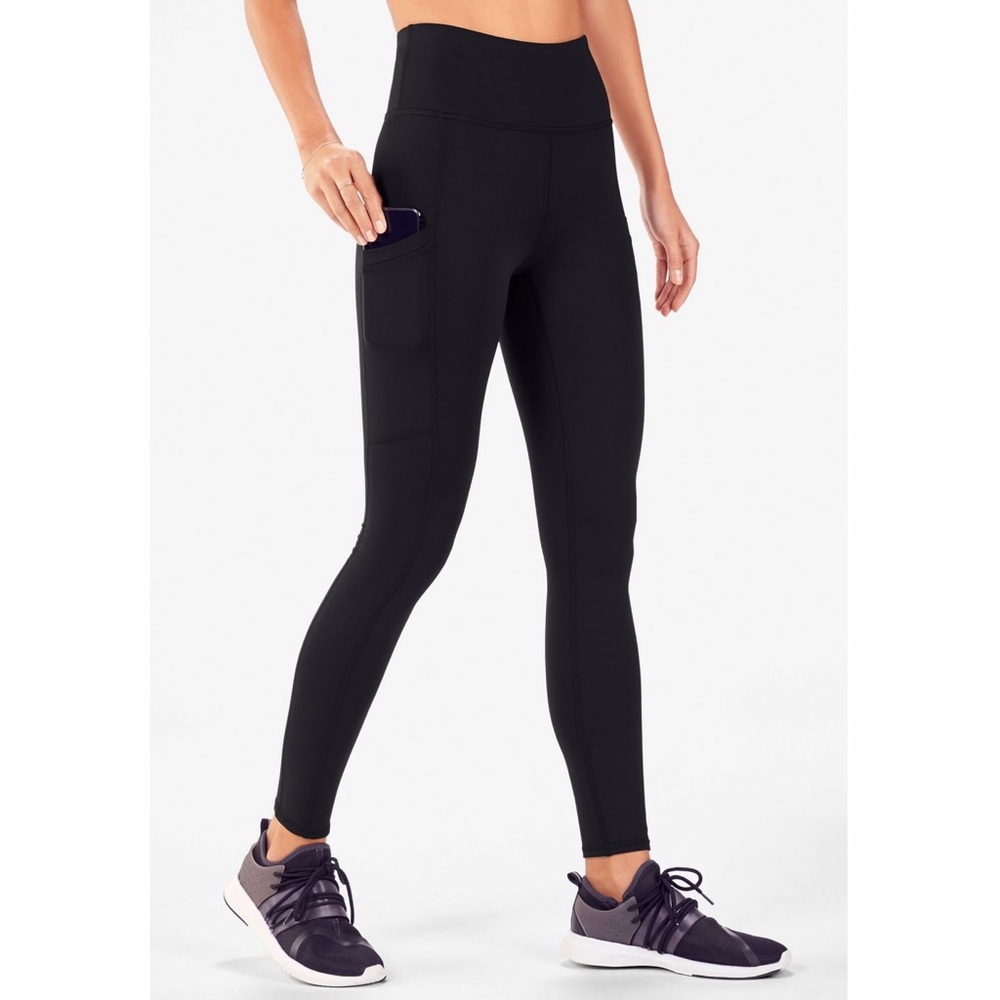 black high waisted pocket cold weather legging